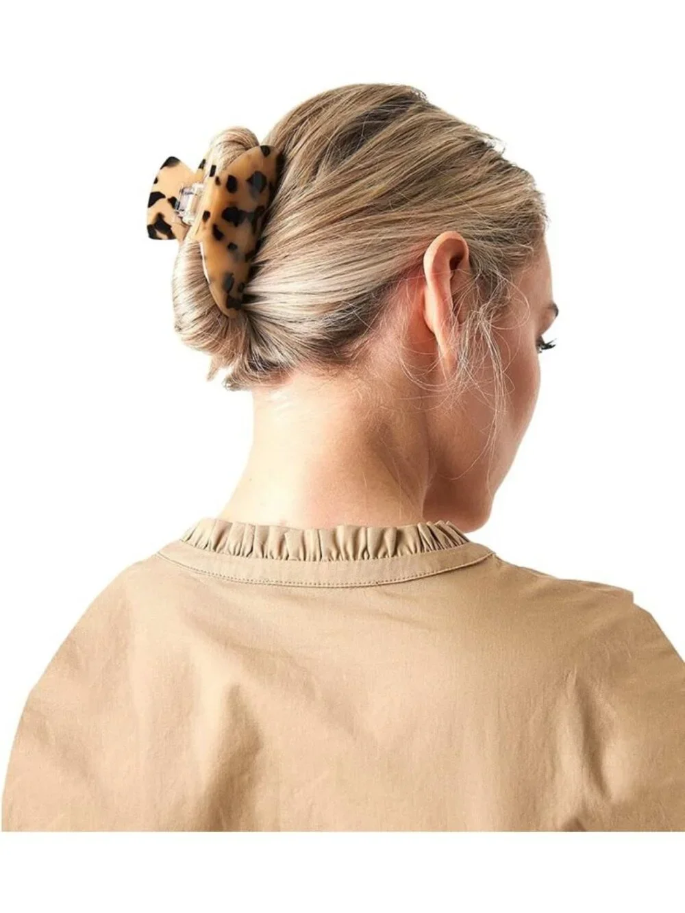 2PCS Large Tortoise Hair Claw Clips - Stylish Leopard Print Barrettes for Women